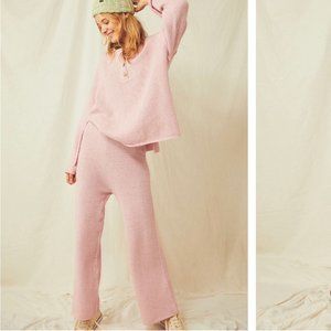 Free People Hailee Sweater Set L - Dreamy Pink